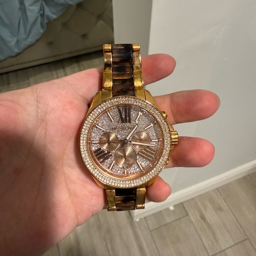 Michael Kors Gold and Brown Tortoise Watch
